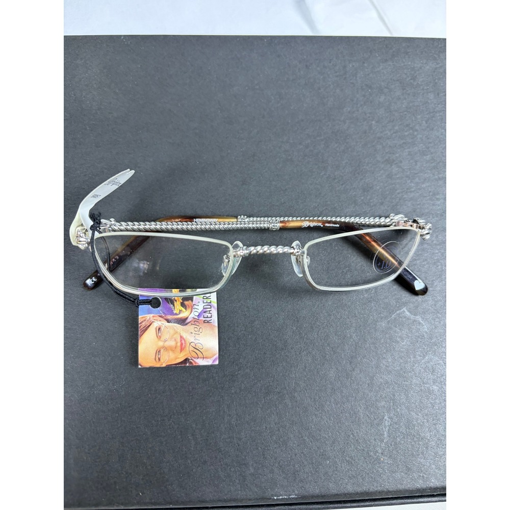 Brighton Hemingway Reading Glasses +1.0 Silver Rope Frames Tortoise Hemingway MG